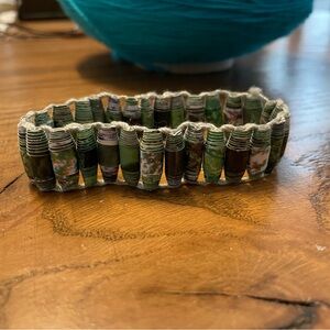 Handmade Green Paper Bead Bracelet